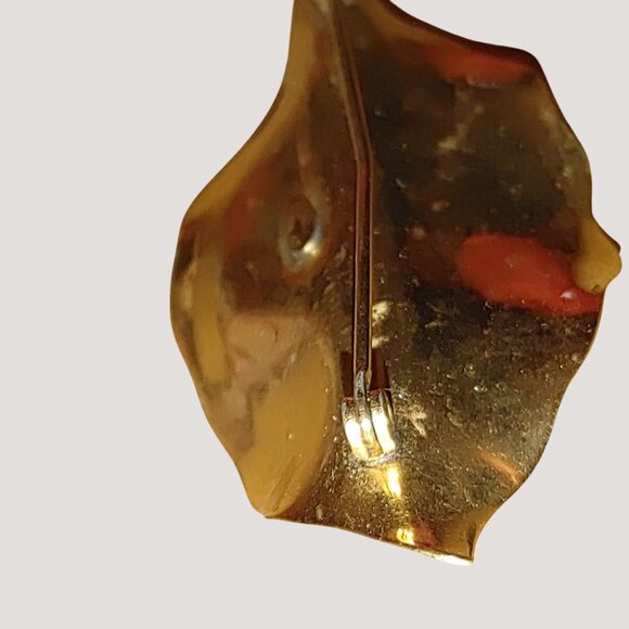 Vintage WELLS 14K Gold Filled Leaf Bug Pin Enamel Retro Ladybug Brooch Nature - Picture 9 of 11